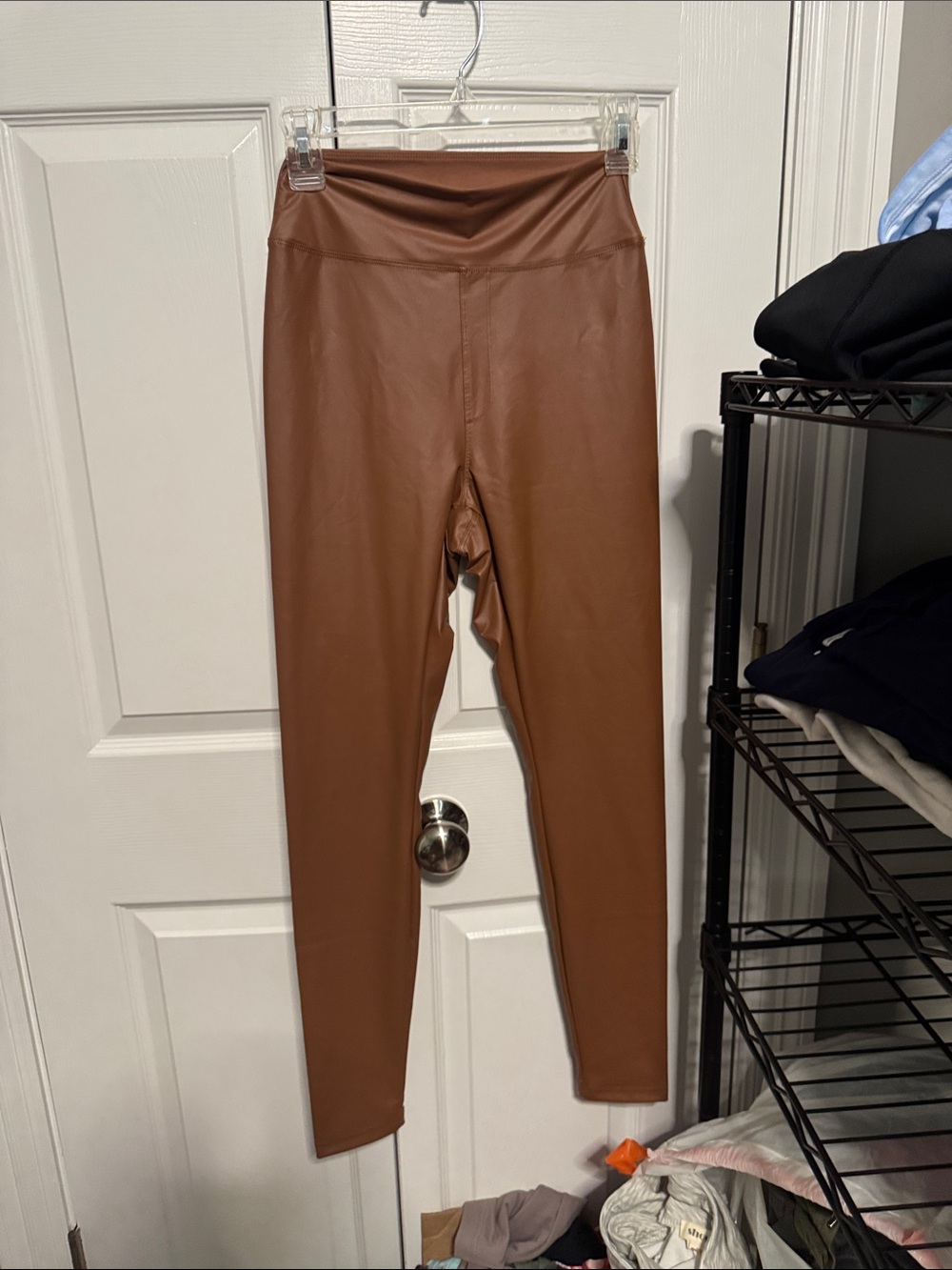 aerie Faux Leather Leggings in Brown